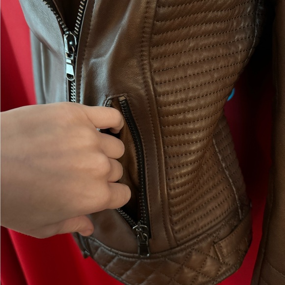 Leonardo Real Leather Brown Moto Jacket - Picture 8 of 8